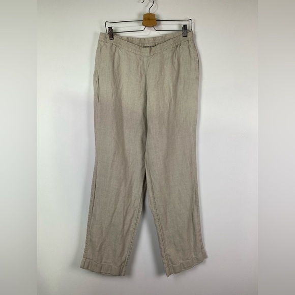 J. Jill 100% Linen Loose Fit Pull On Pants, Sand, Size Small - Picture 1 of 9